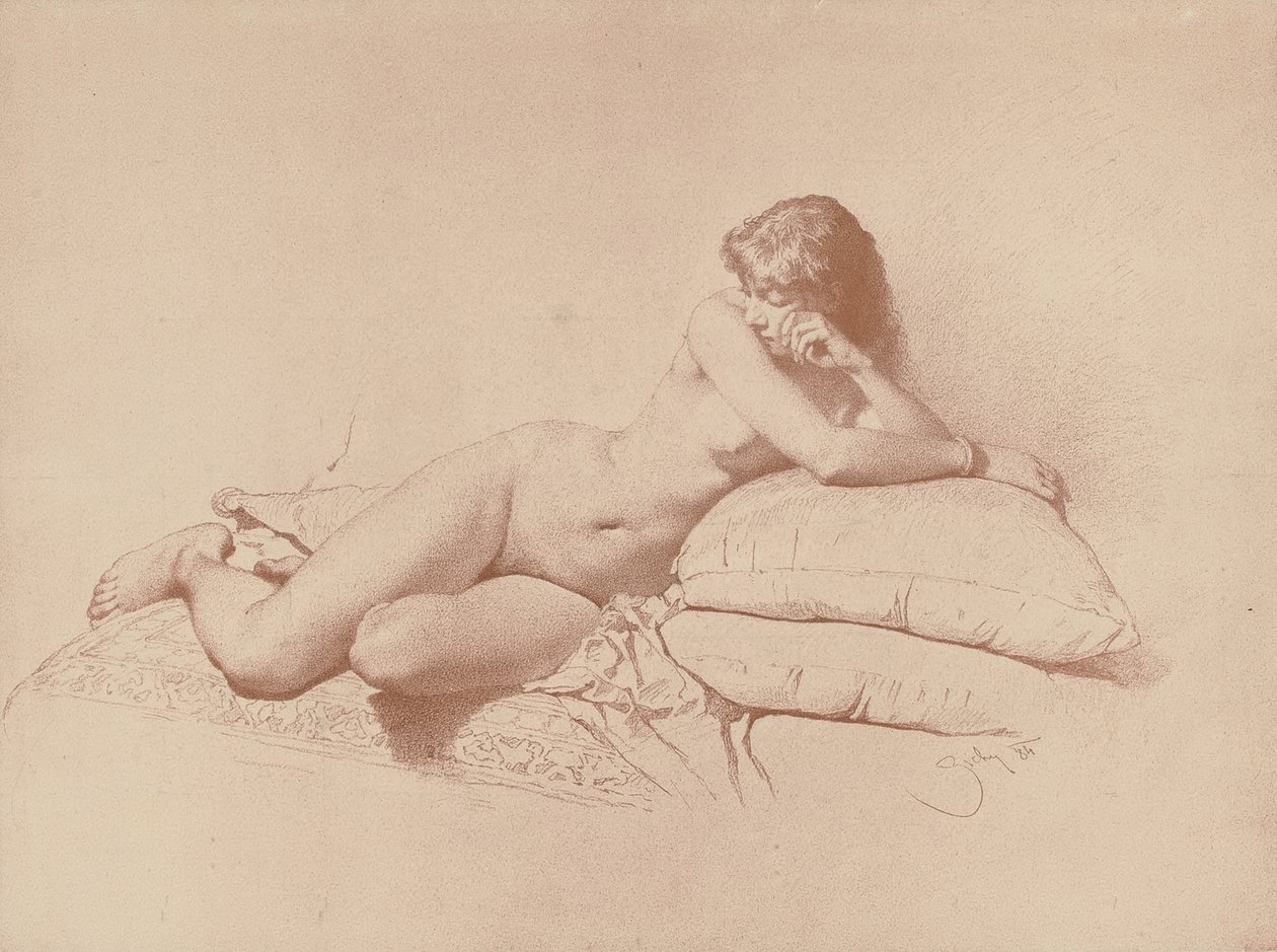 Study Of A Reclining Female Nude 1885 By Mihaly Von Zichy