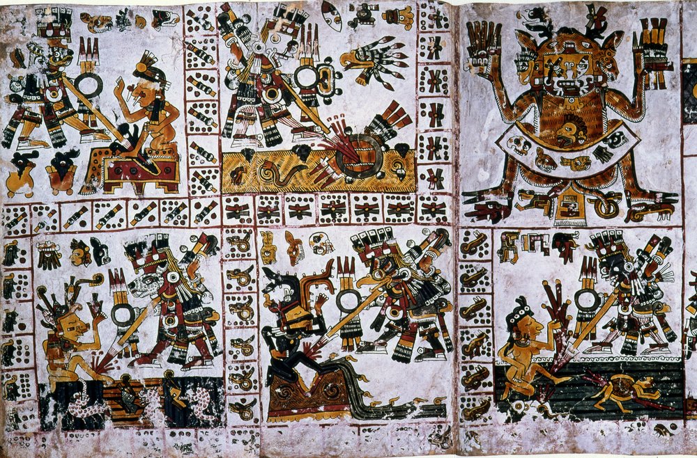 Detail from a Facsimile Copy of a Page of the Codex Borgia Showing the ...