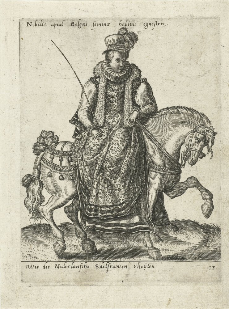 Dutch Noblewoman on Horseback by Abraham de Bruyn (attributed to)