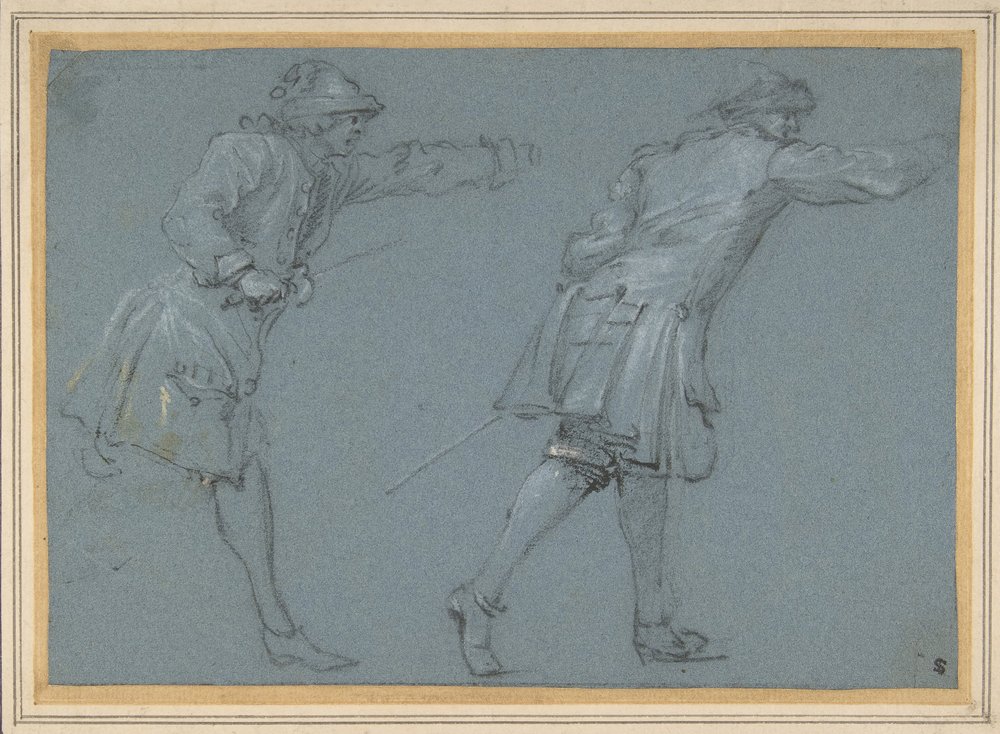 Study of Two Soldiers Swordfighting, 17th century