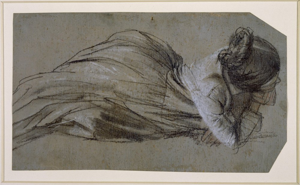 Reclining Female Figure with Arm Propped to the Right (Menzel