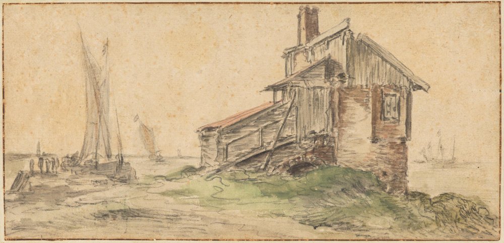 A building by the water by Aelbert Cuyp