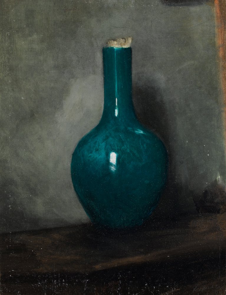 Blue Vase on Grey Background by Albert de Belleroche