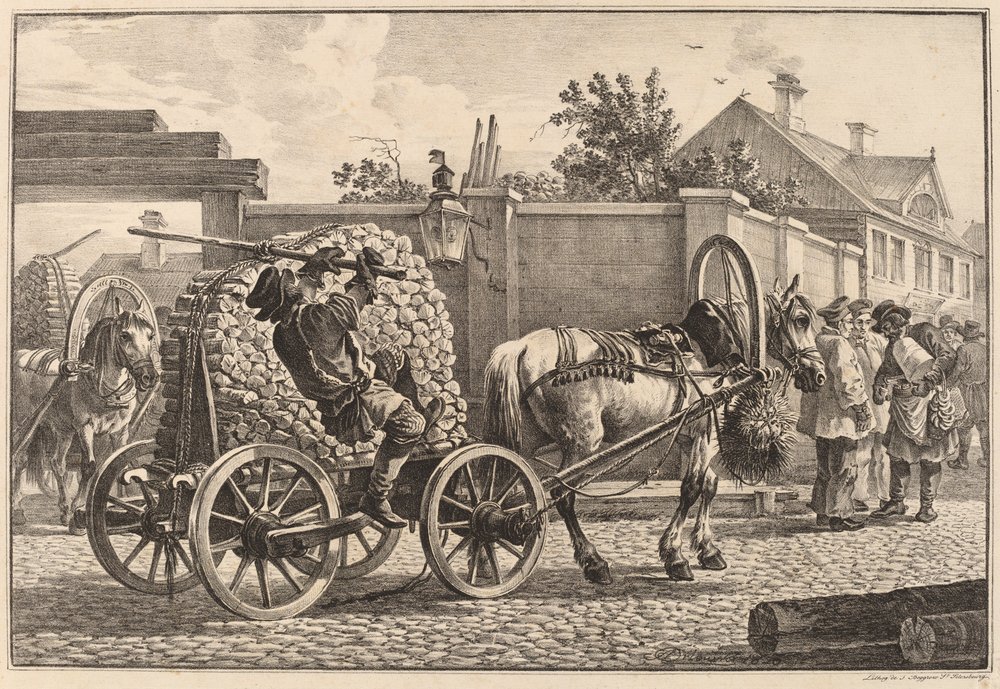 Russian Porter Carrying Wood on a Cart by Aleksandr Osipovich Orlovskii