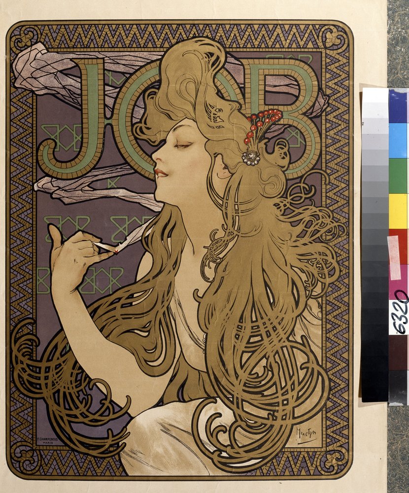 Advertisement Poster for Tissue Paper "Job" by Alphonse Marie Mucha