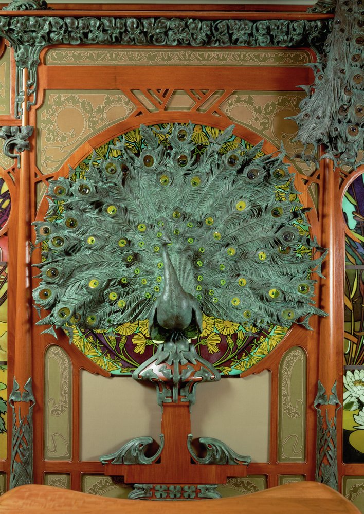 Peacock, central panel of the decoration of the shop of jeweller Fouquet by Alphonse Marie Mucha