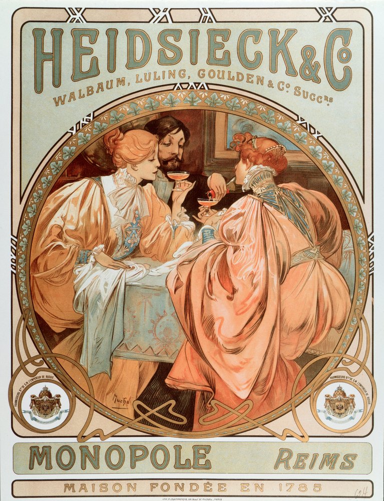 Heidsieck & Co, monopole Reims de Alfons Mucha - Reproduction d'art