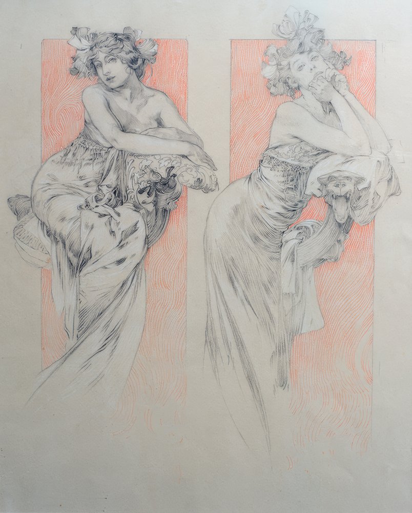 Preliminary Drawing for Plate 12 by Alphonse Mucha