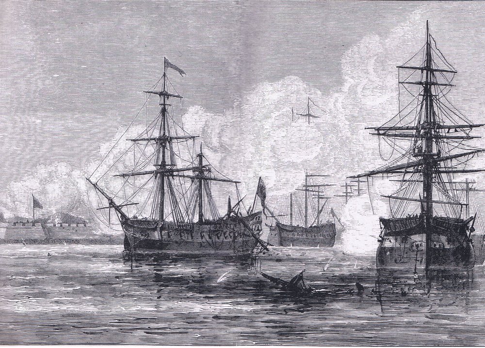 The attack on Sullivan's Island (illustration from 'Cassells History of ...