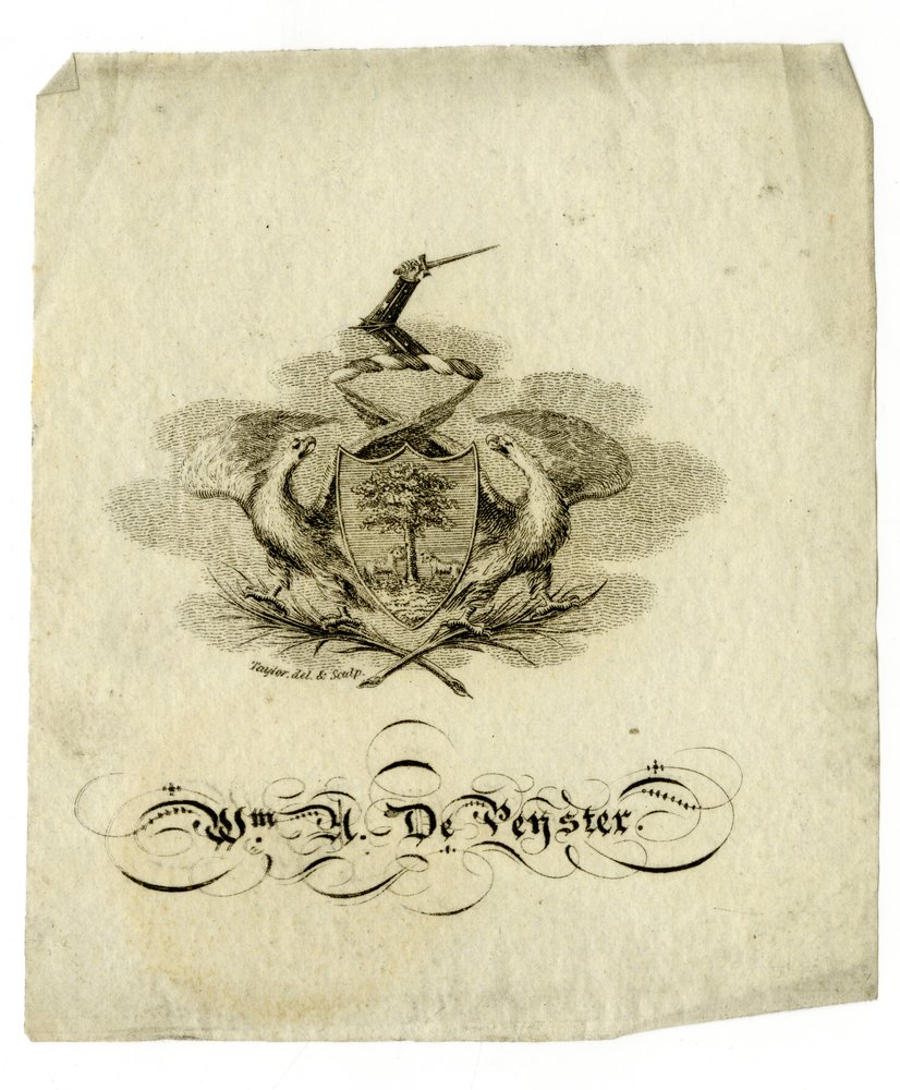 Bookplate of William Axtell De Peyster (1793-1856), c.1840 by American School