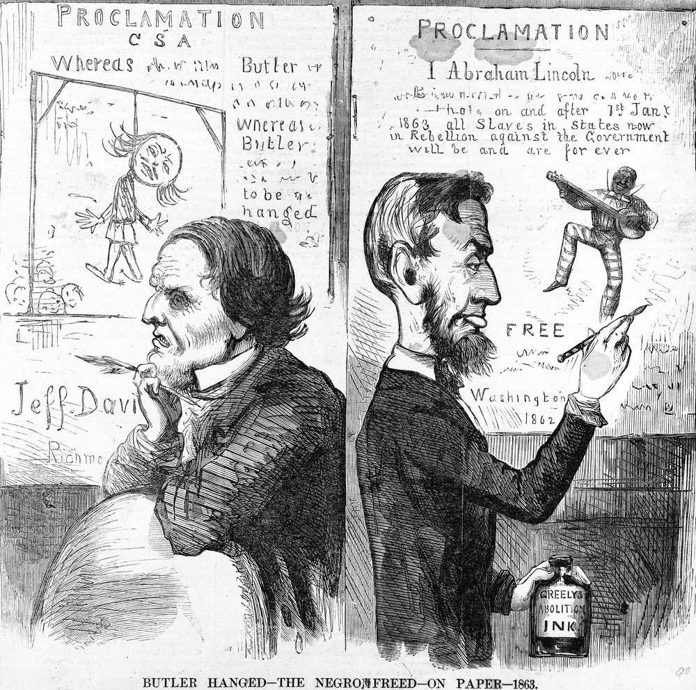 Butler Hanged, The Negro Free, on Paper, 1863