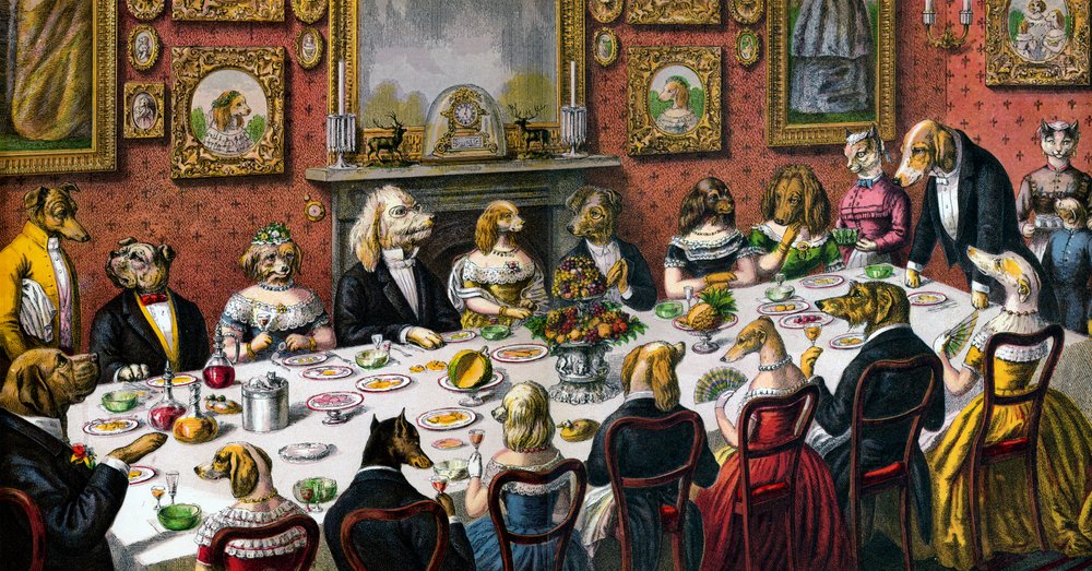 Formal Dinner Party for Dogs by American School