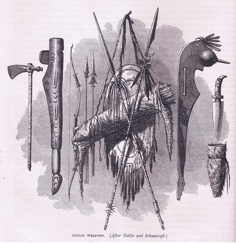 Indian weapons, illustration from Cassell's History of the United ...