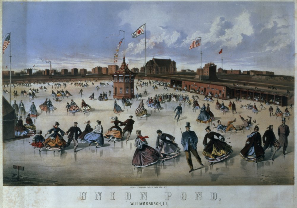 Union Pond, Williamsburg, Brooklyn, engraved by Thomas & Eno, New York by American School