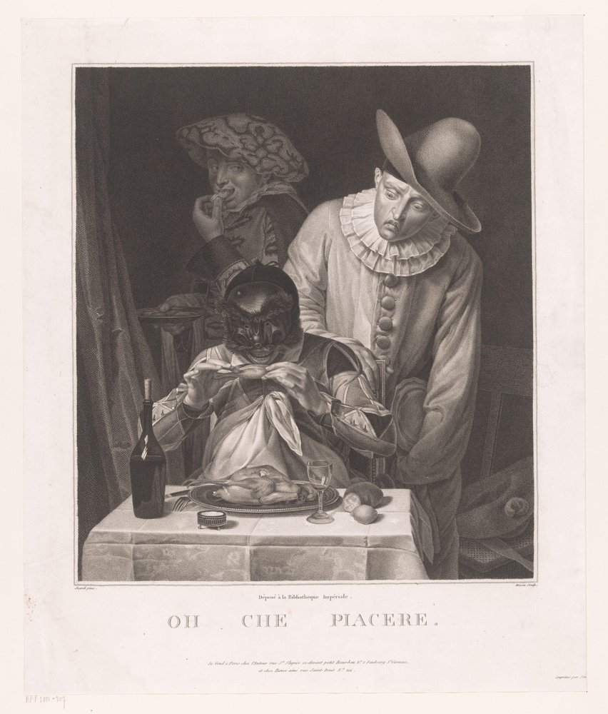 Masked Man with Pierrot and Man with Hat by André Joseph Mécou