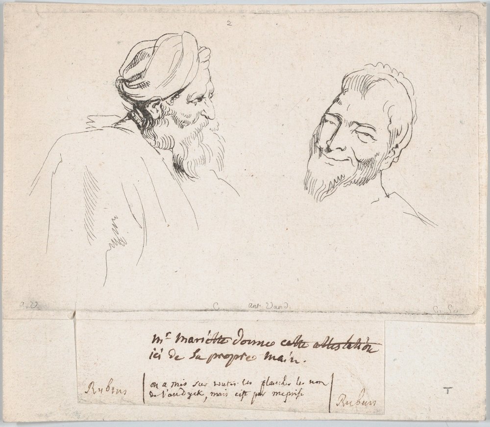 Two Studies of Heads, 1735 by Anne-Claude-Philippe de Caylus