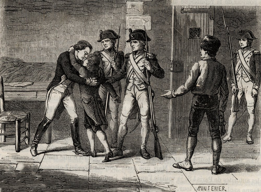 The Dukes of Montpensier and Beaujolais at Fort Saint-Jean in 1793 - Engraving in 