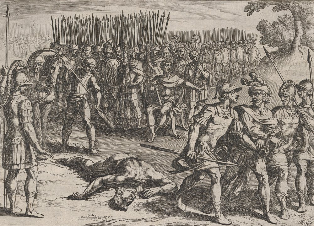 Plate 3: Claudius Civilis Arrested and his Brother Paulus Beheaded, from The War of the Romans by Antonio Tempesta