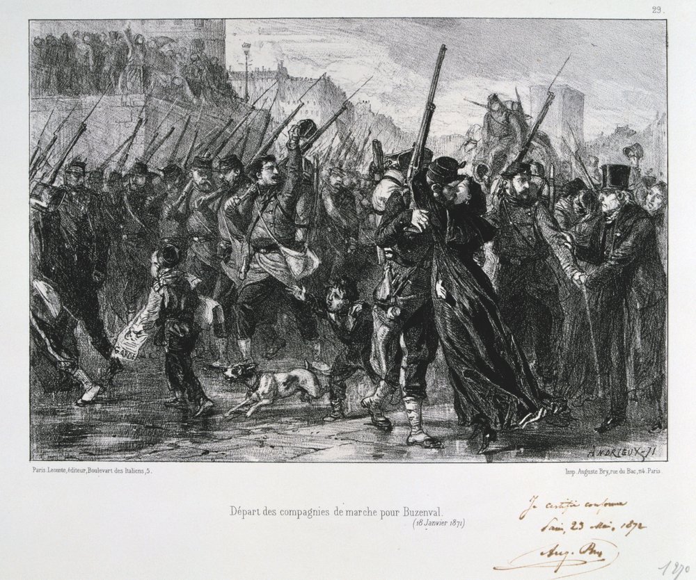 French Soldiers Departing for Buzenval, Siege of Paris, Franco-Prussian War