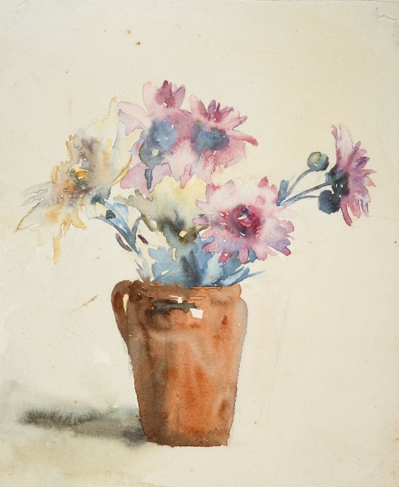Pink Flowers in Vase by Barbara Leigh Smith Bodichon