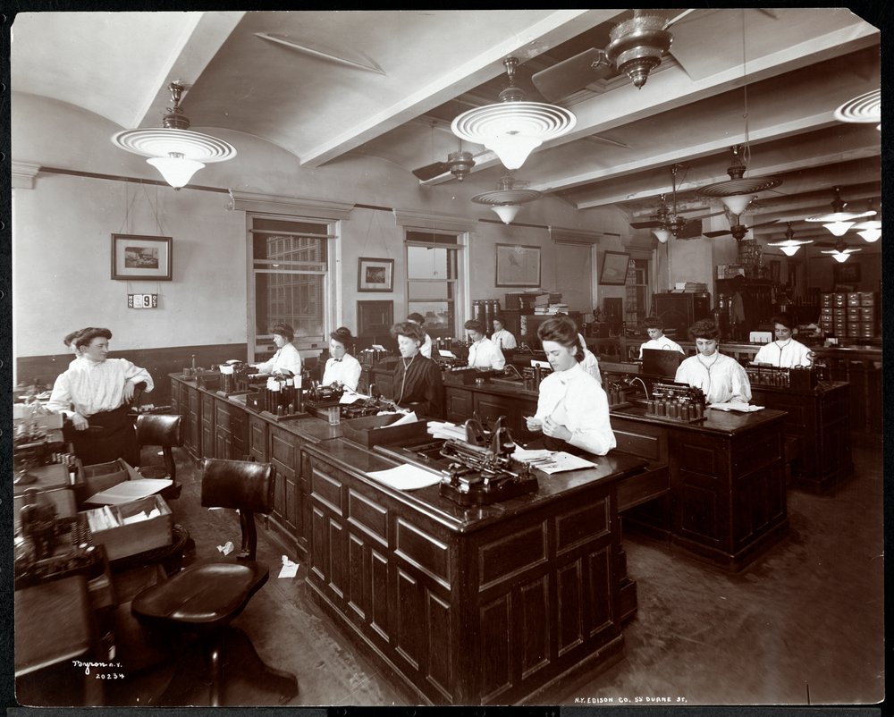 Interior View of Women at Dictating Machines at the New York Edison Co ...