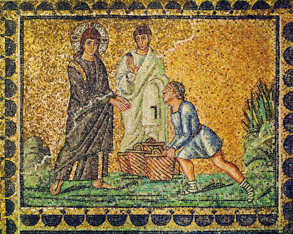 Jesus and the Multiplication of the Bread, an Apostle, and a Man with ...