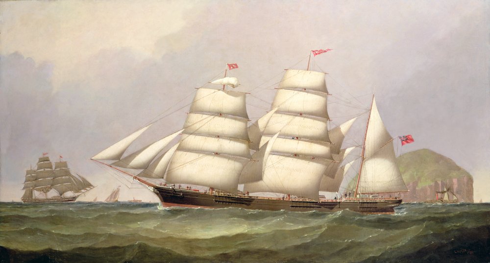 The Barque 'Undaunted' off Ailsa Craig, with Merchant Ships Beyond
