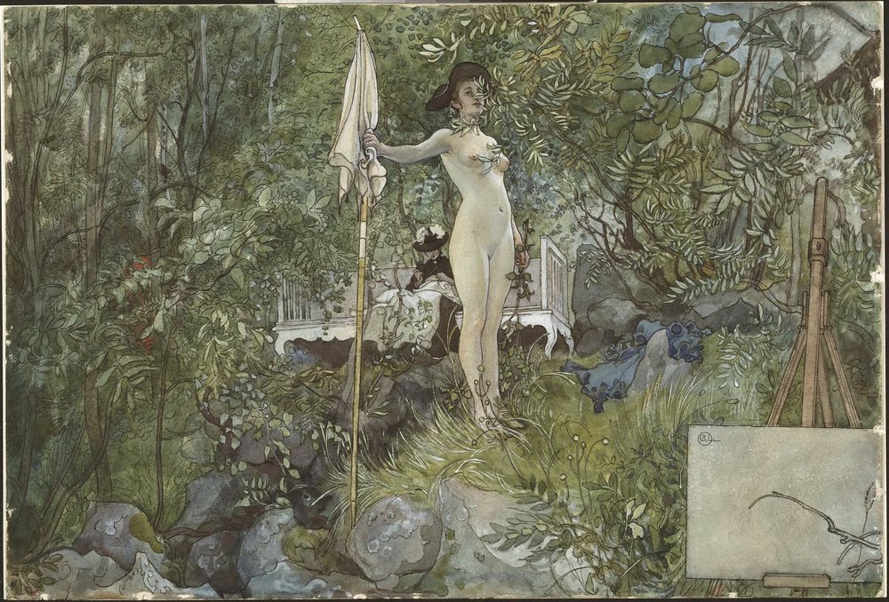 Open-Air Studio. From A Home (26 watercolours) by Carl Larsson