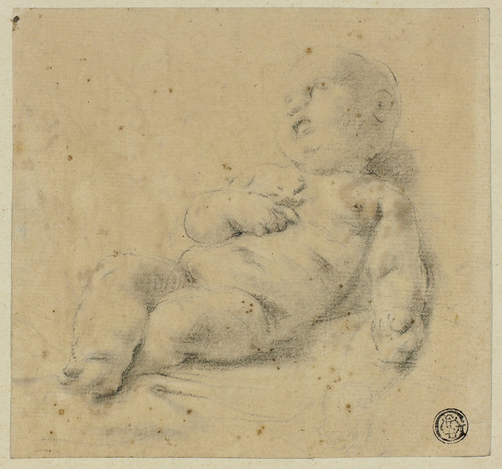 Sleeping Christ Child Holding Cross by Carlo Cignani