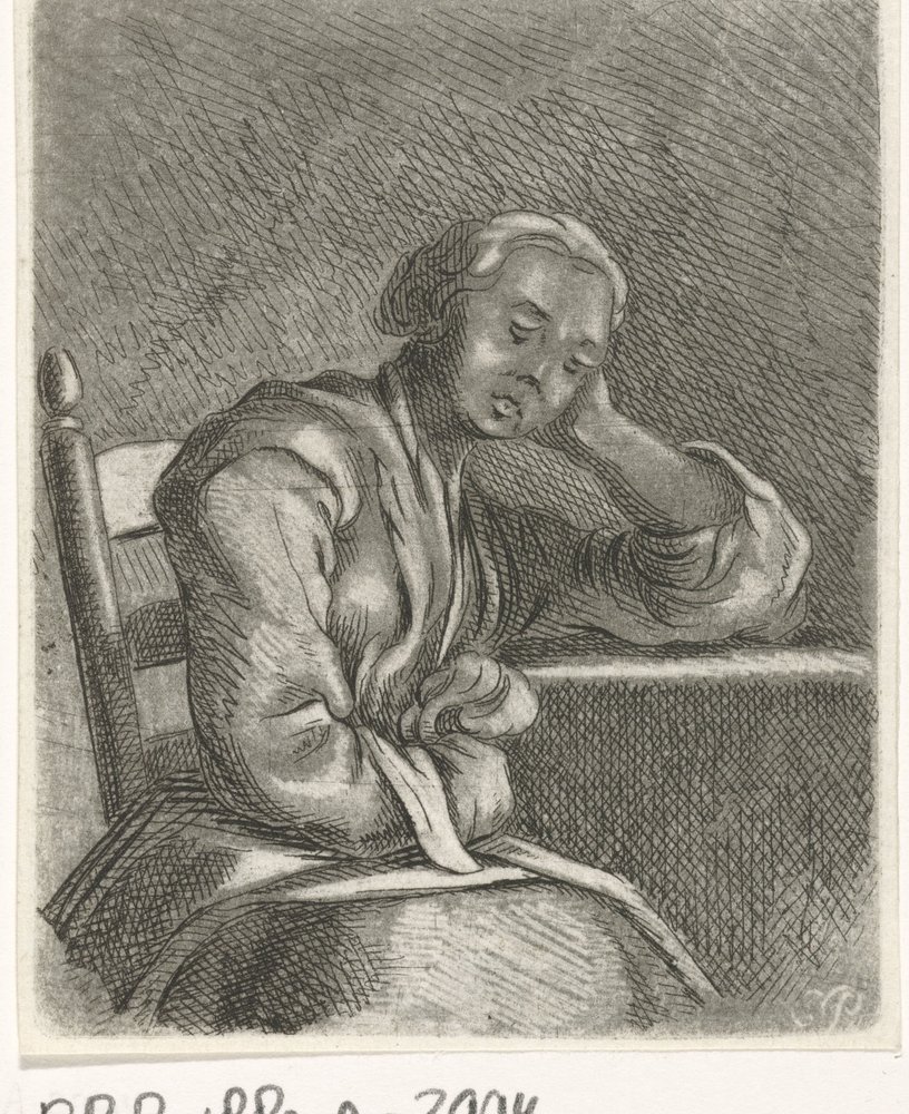Sleeping Girl at Table by Caspar Jacobsz. Philips