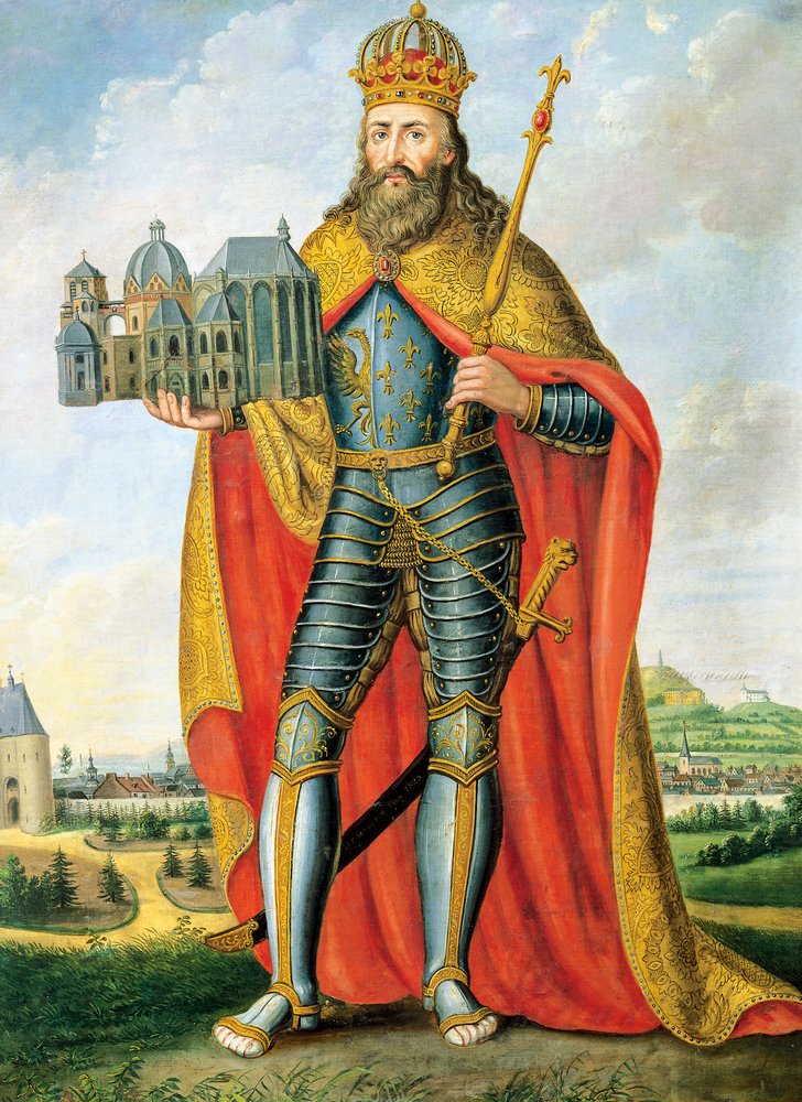 Portrait of Charlemagne (742 - Aachen, 814), King of Franks and