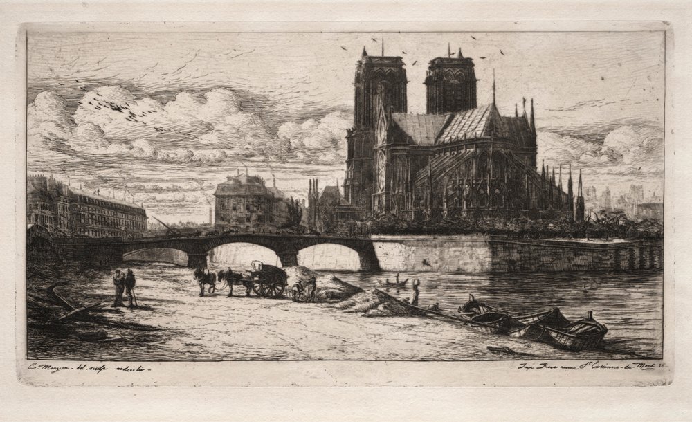 Etchings of Paris: The Apse of the Cathedral of Notre Dame by Charles Meryon