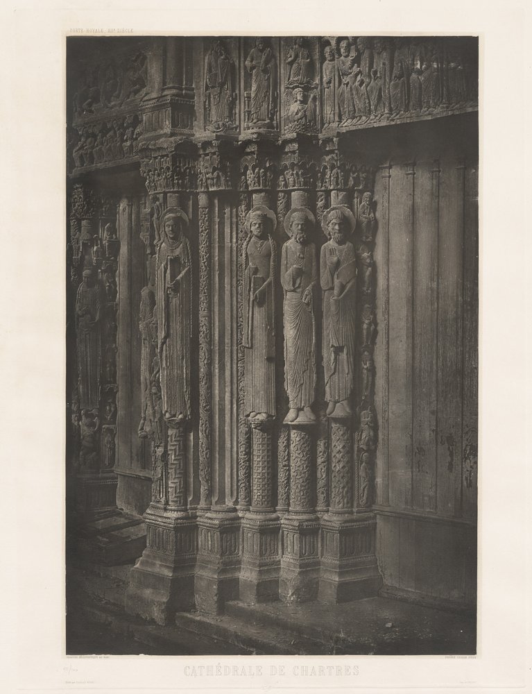 Plate XIII – Chartres Cathedral, Statue Columns in the Central Door of the Royal Entrance by Charles Nègre