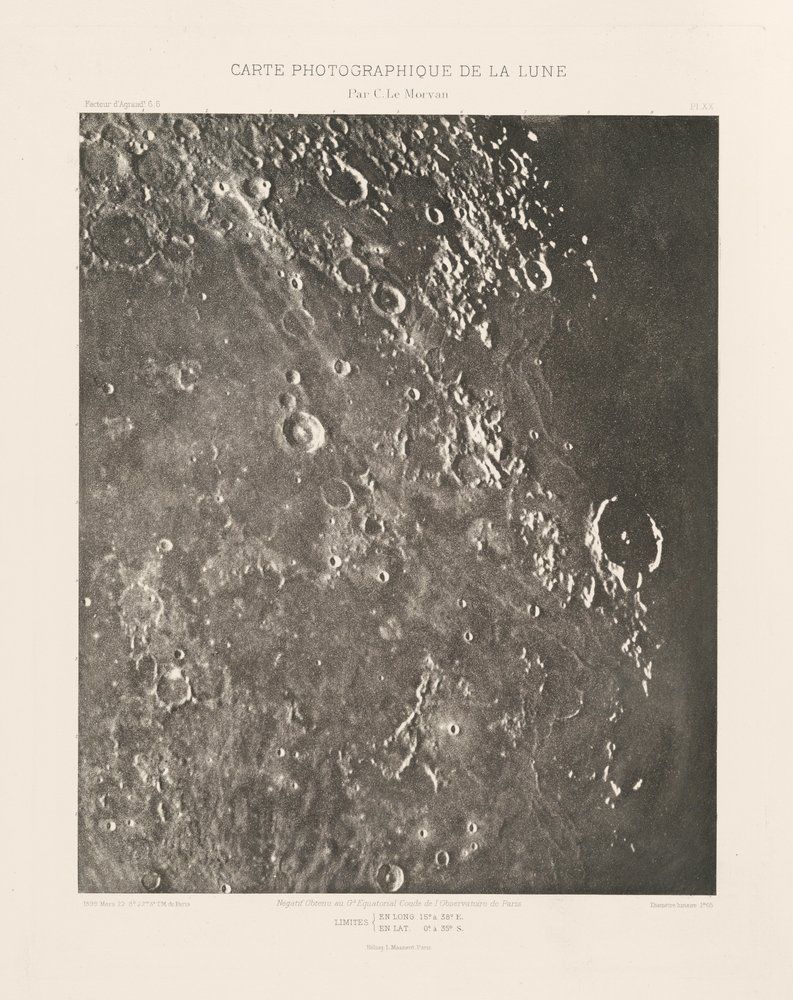 Photographic Chart of the Moon, plate XX, March 22 by Charles le Morvan