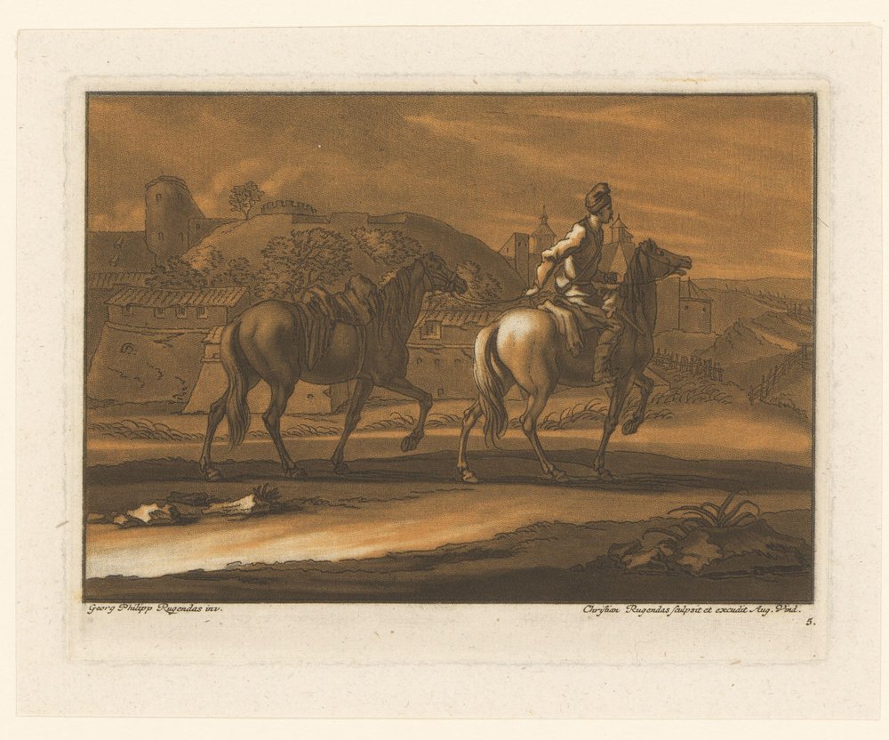 Rider Leading a Horse by Christian Rugendas