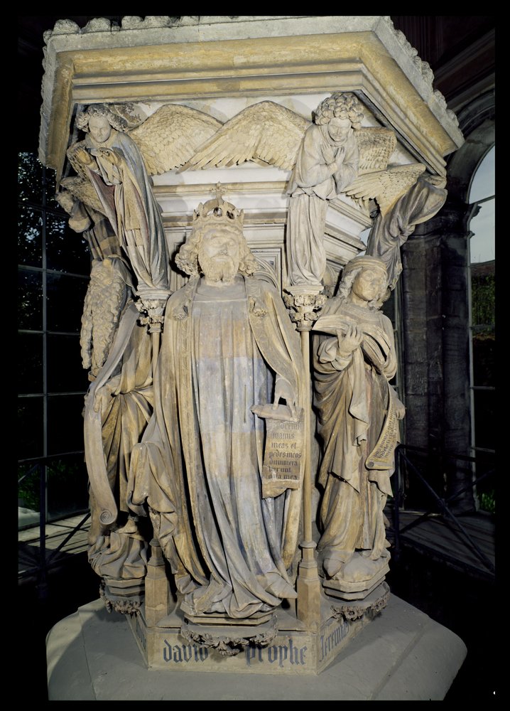King David flanked by Moses and Jeremiah (detail) by Claus and Malouel, Jean Sluter