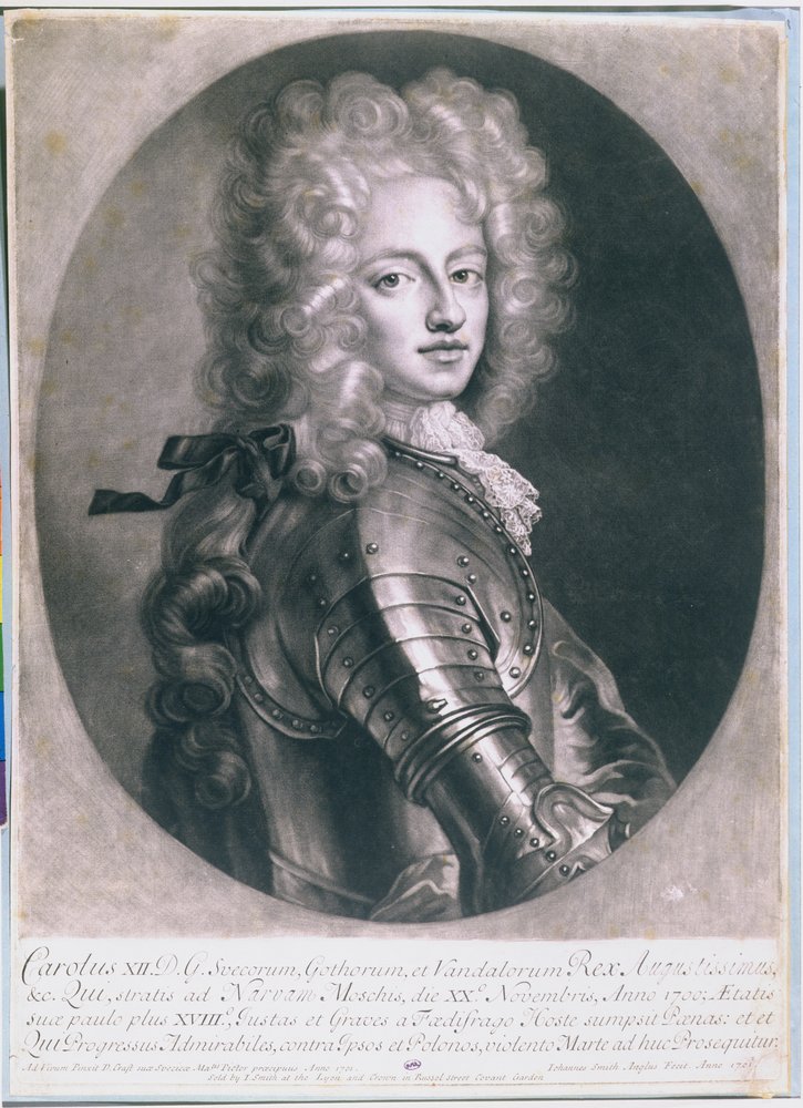 King Karl XII of Sweden, Engraved by John Smith, 1701 by D. Craft