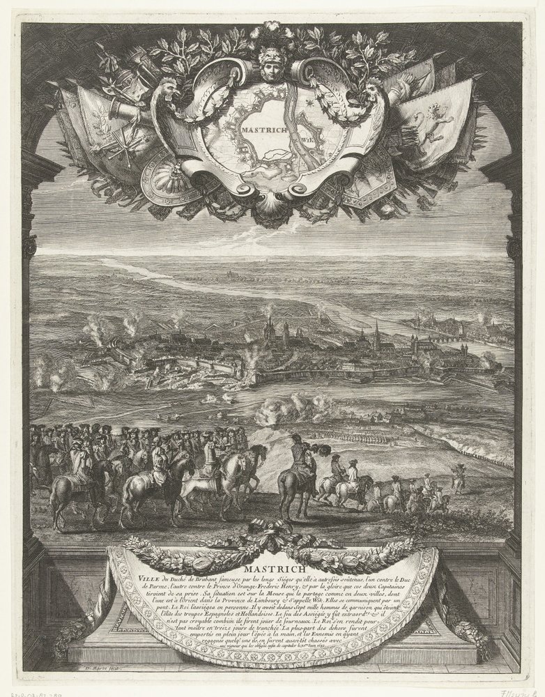 Conquest of Maastricht by the French on June 30, 1673 from Grandes Conquêtes du Roi (series title) by Daniël Marot (I)