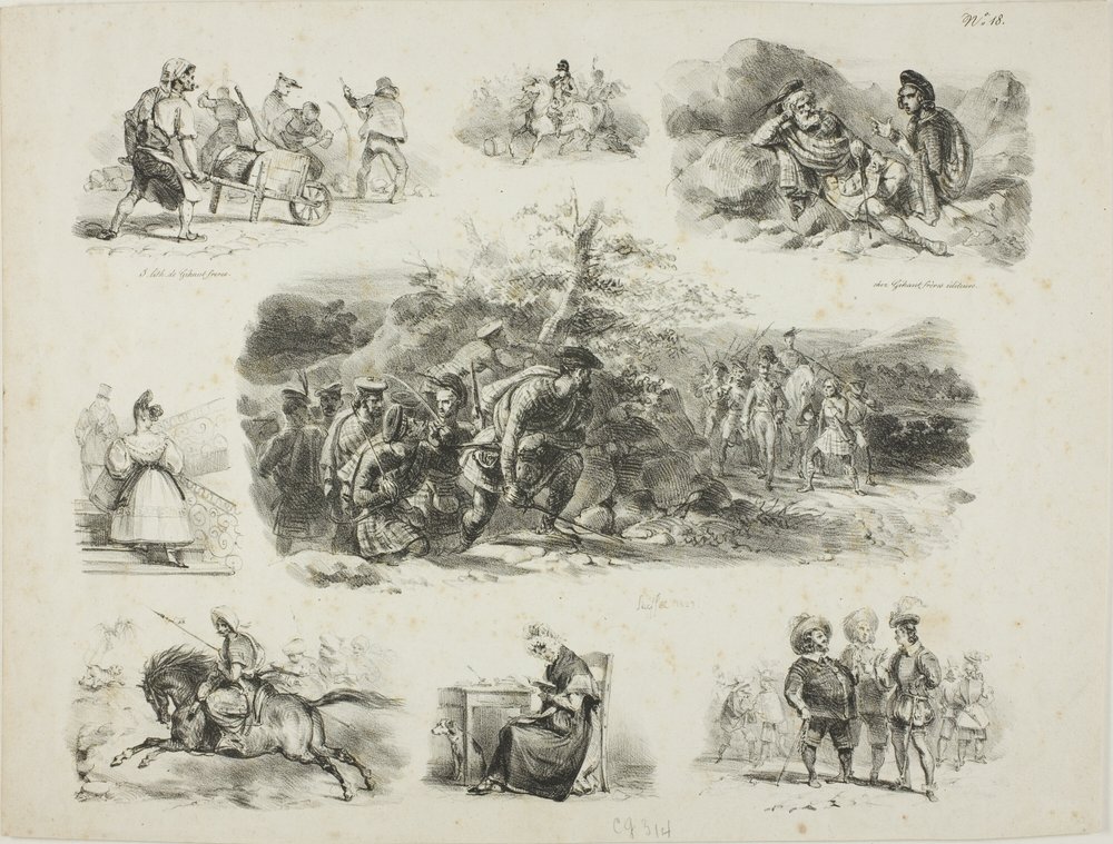 Sheet of Sketches by Denis-Auguste-Marie Raffet