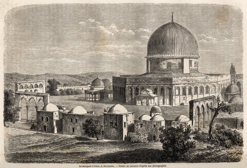 The mosque of Omar, built in 691 in Jerusalem, drawing by Lancelot, to illustrate Mr. Bida