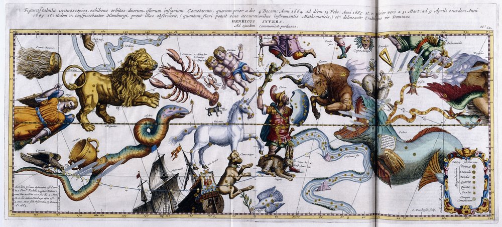Celestial map of the constellations: Orion, Taurus, Aries, Pisces etc., 1666-1668 by Dutch School