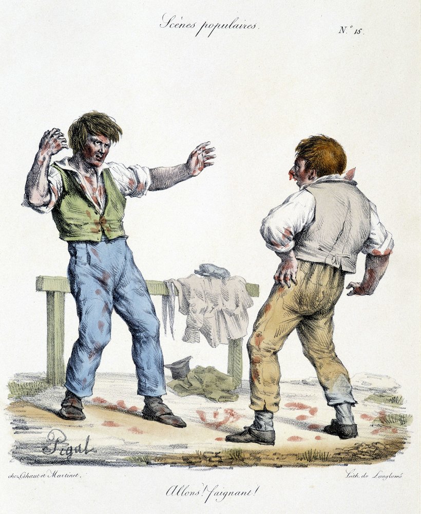 Popular Scene Depicting Two Fighting Men by Edme Jean Pigal
