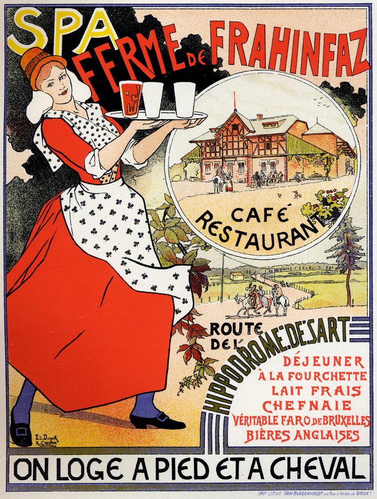 Cafe Frahinfaz Farm Advertisement by Edouard and Crespin Adolphe (1859-1944) Duyck