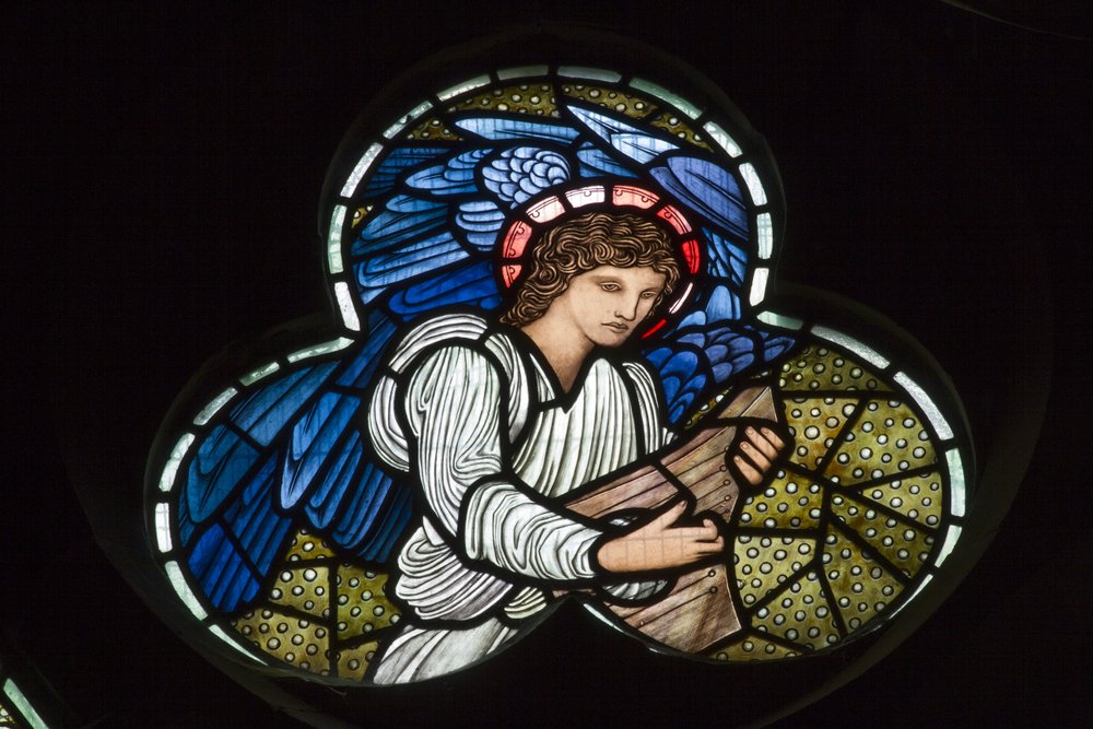 Angels with Dulcimer, Angel Musicians by Edward Coley and Dearle Burne-Jones