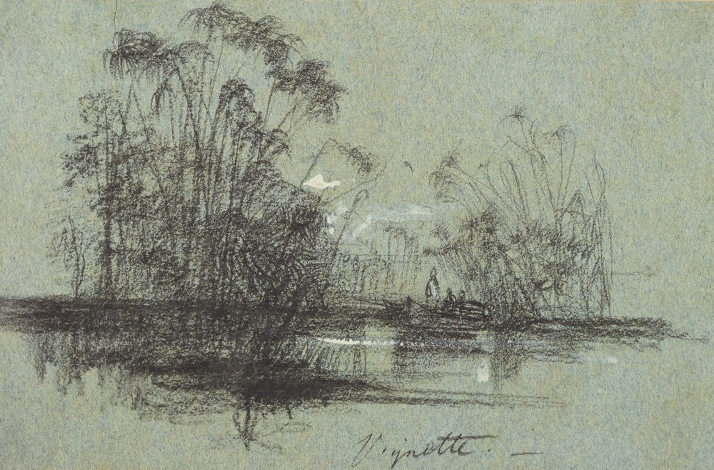 Papyrus on the Anapus, from Views of Sicily by Edward Lear