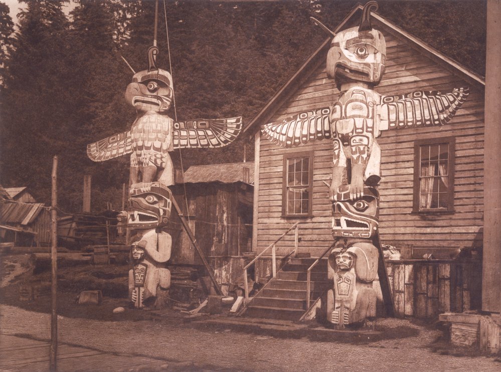 Carved Posts at Alert Bay, British Columbia by Edward Sheriff (after) Curtis