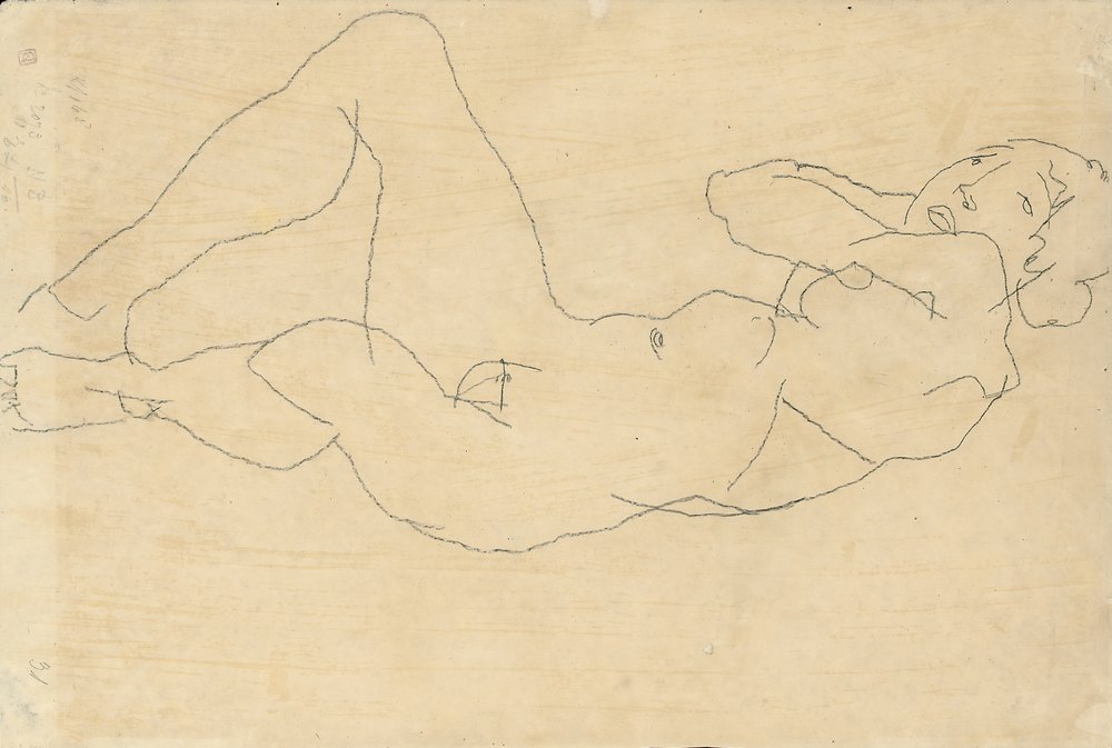 Female Nude with Hands Behind Head, 1914 by Egon Schiele