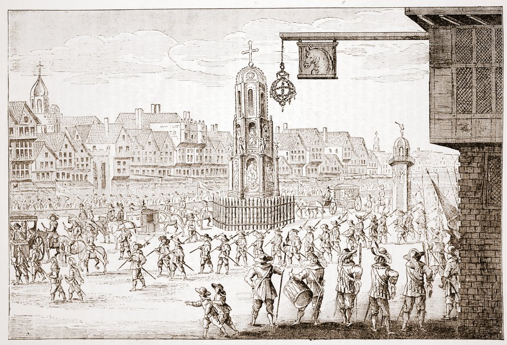 Ancient View of Cheapside by English School