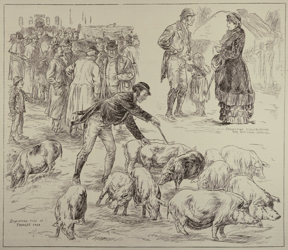 Boycotting in Ireland, from The Illustrated London News, 4th October 1886