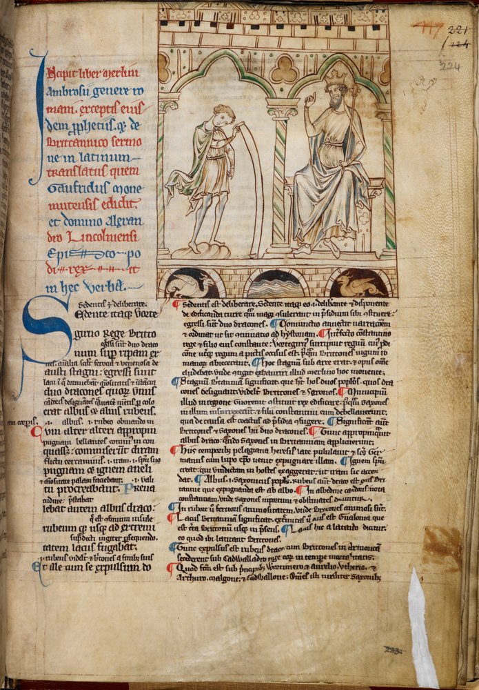 The Boy Merlin prophesying before King Vortigern, illustration from ...